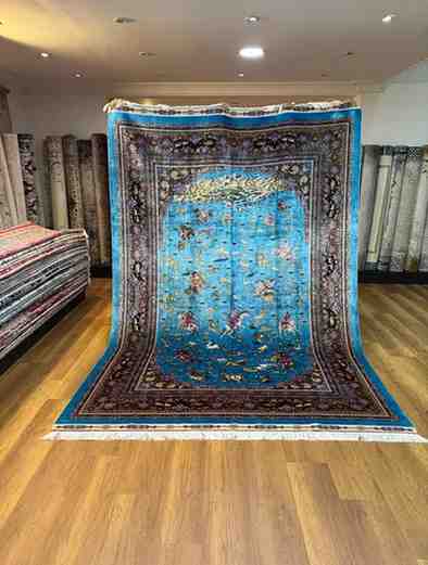 Animal Design Bamboo Silk Rug, Large Palace Rug